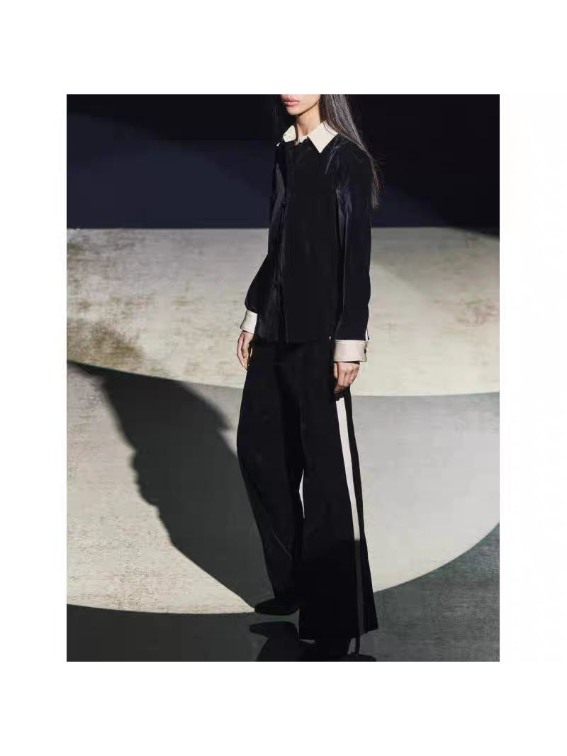 Velvet Shirt & Wide Leg Pants Coord Set