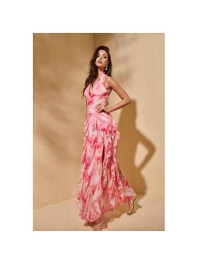 Ruffle Tie-Dye Swimsuit & Cascading Maxi Skirt Set