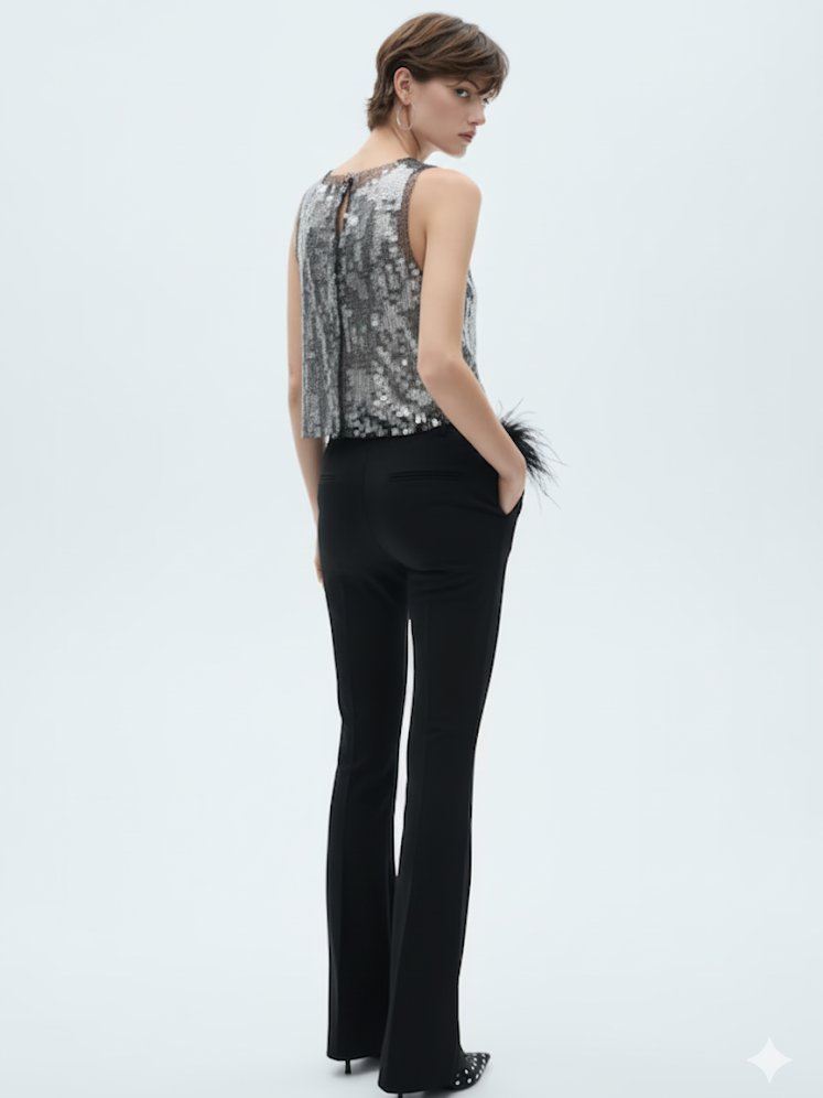 Sleeveless Sequins Vest Top