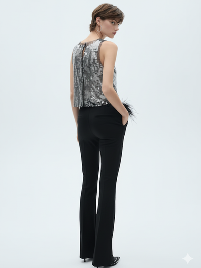 Sleeveless Sequins Vest Top