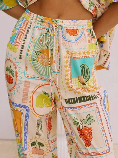 Summer Cabbana Grape Print Shirt & Pants Coord Set