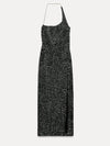 Asymmetric Sequins Slit Maxi Dress