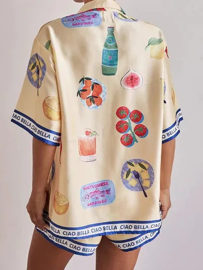 Bella Print Oversized Shirt & Shorts Coord Set