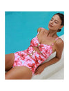 Floral Print Round Buckle Hollow Out Cutout Swimsuit & Skirt Coord Set