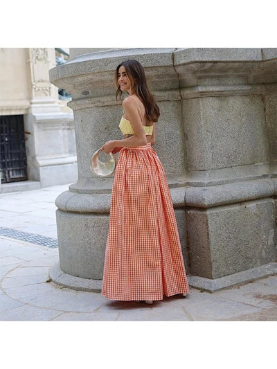 Gingham Print Cami Top & Skirt Coord Set