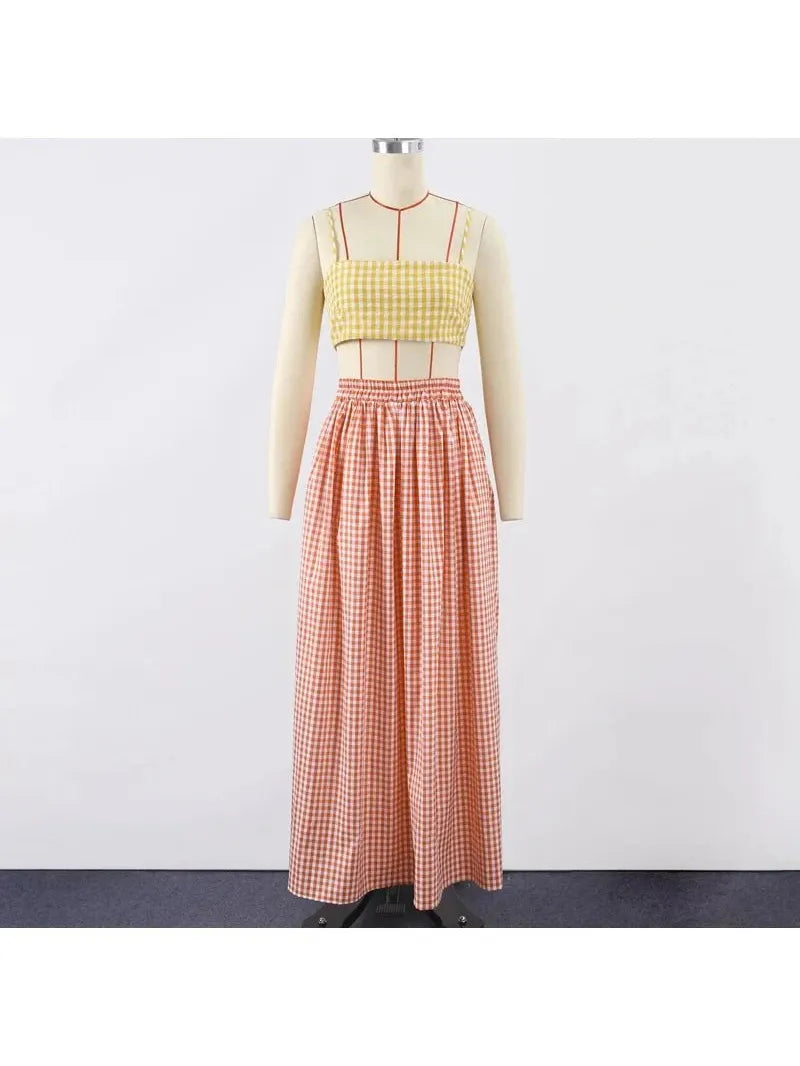 Gingham Print Cami Top & Skirt Coord Set