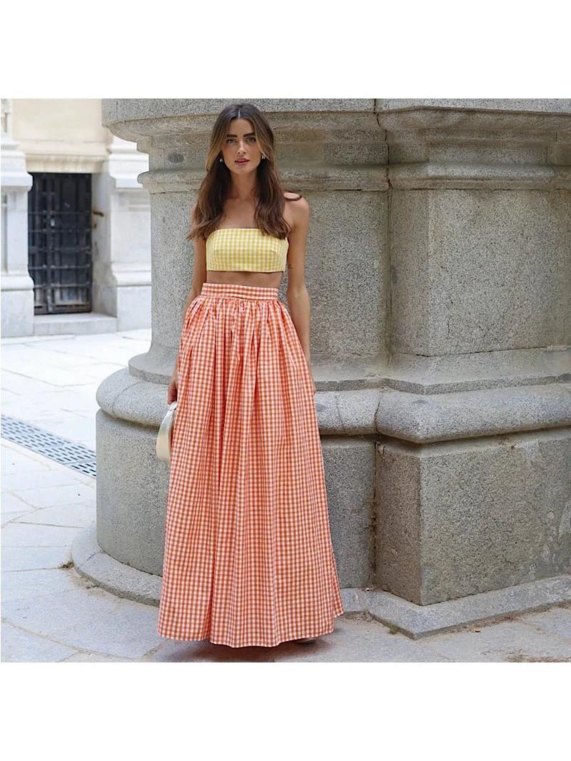 Gingham Print Cami Top & Skirt Coord Set