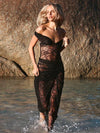 See Through Lace Bodysuit & Ruched Skirt Coord Set