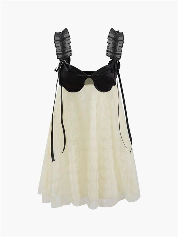 Rebecca Backless Applique Tied Short Dress