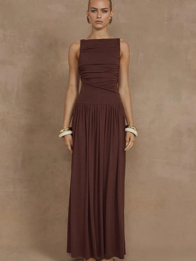 Sleeveless Ruched Maxi Dress