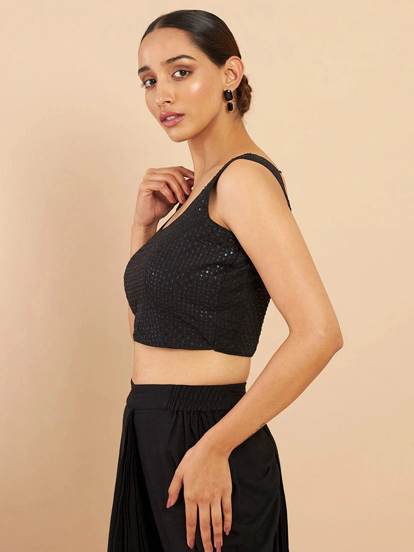 Rhinestone Sleeveless Crop Top