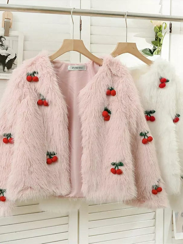 V Neck Cherry Jacket