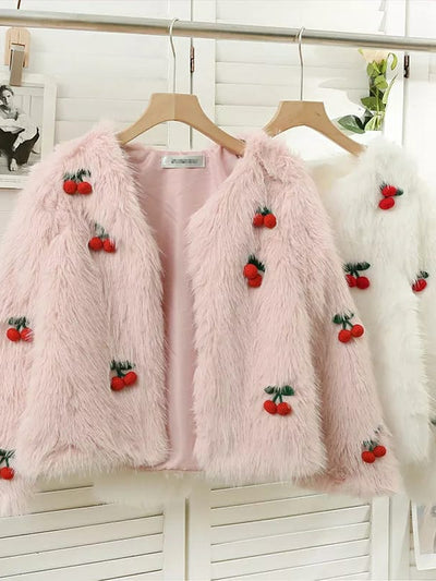 V Neck Cherry Jacket