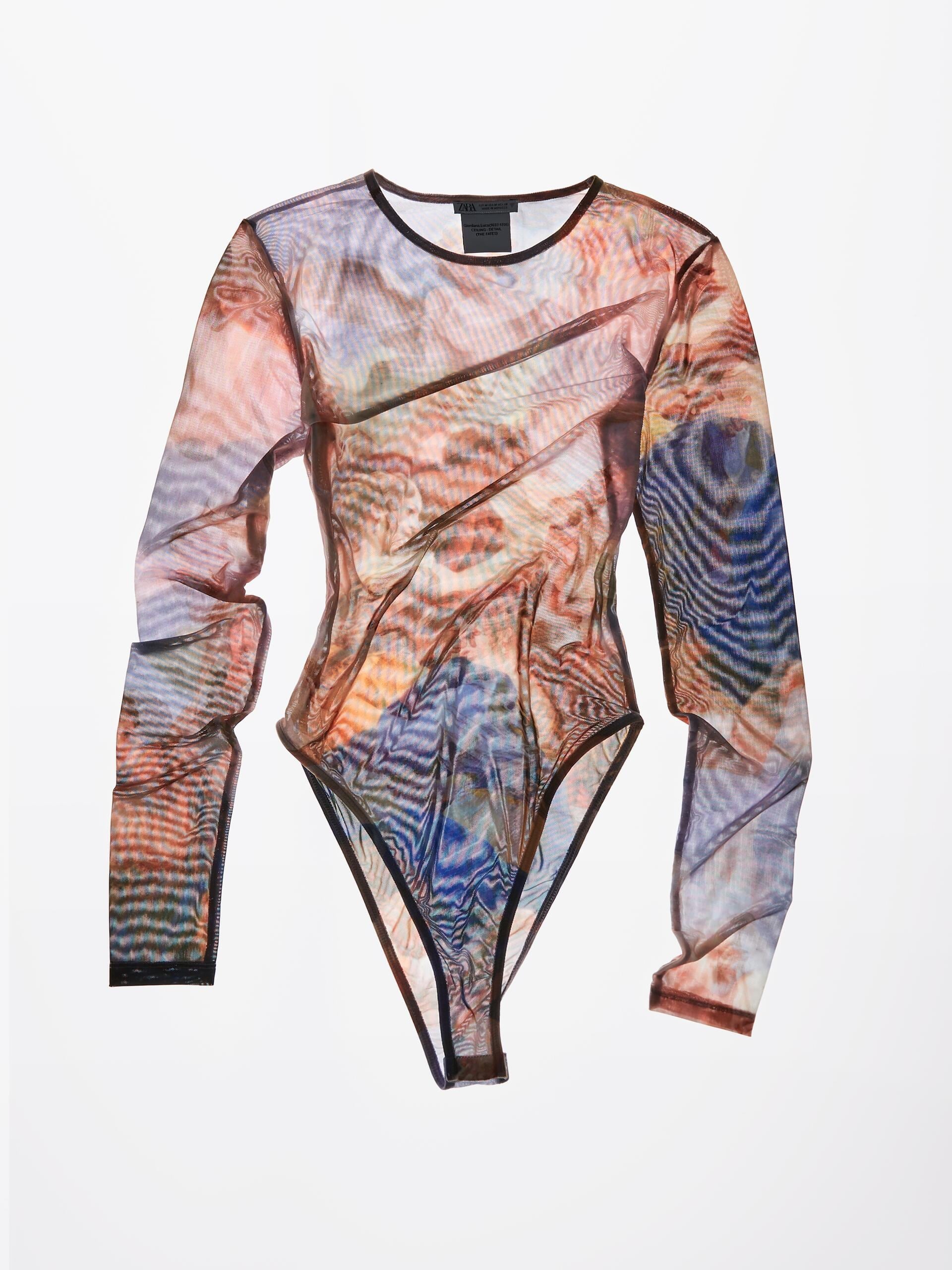 Printed Tulle Bodysuit