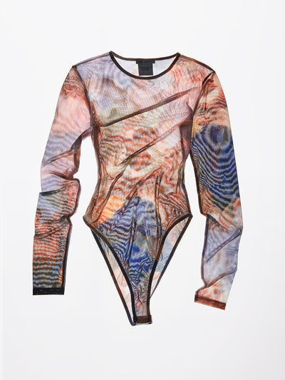 Printed Tulle Bodysuit