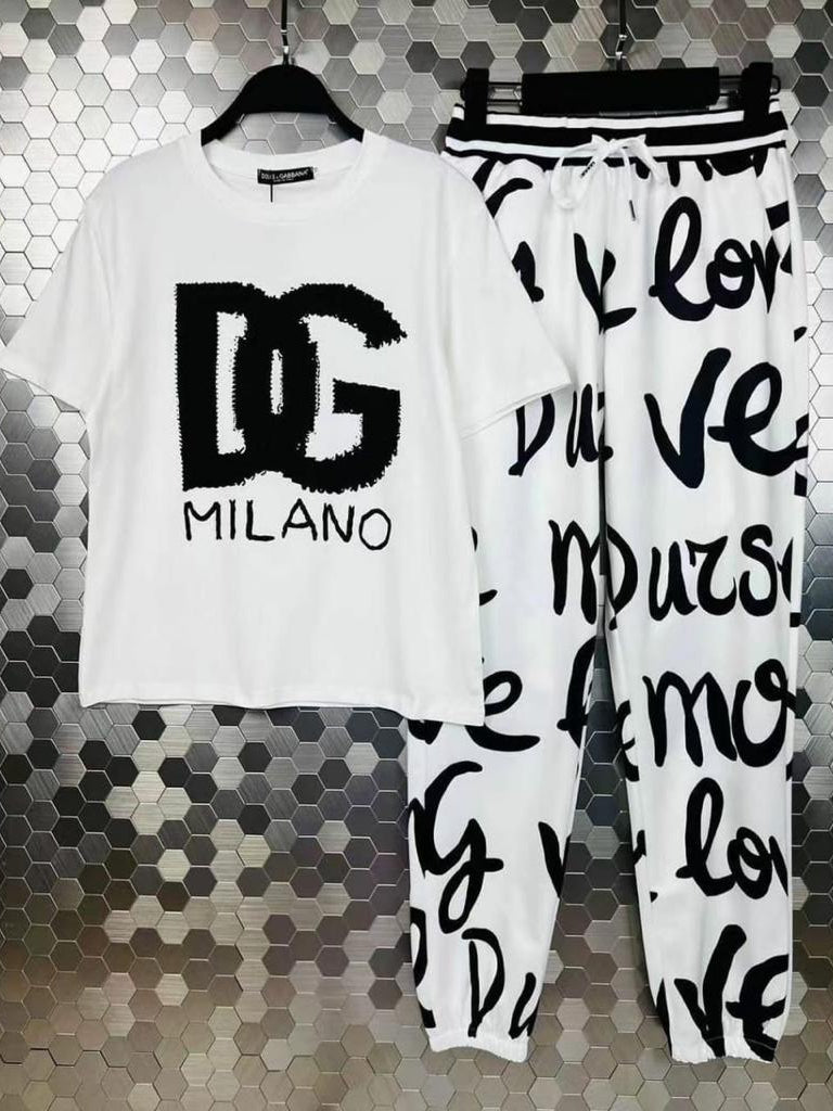 Print D G T-Shirt & Pants Coord Set