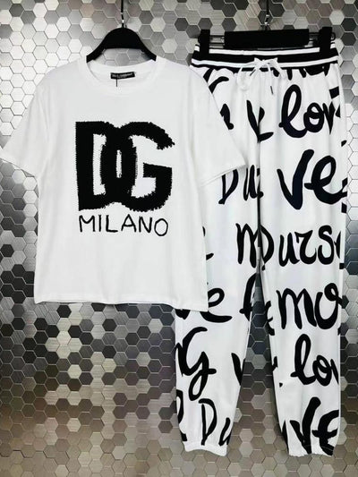 Print D G T-Shirt & Pants Coord Set