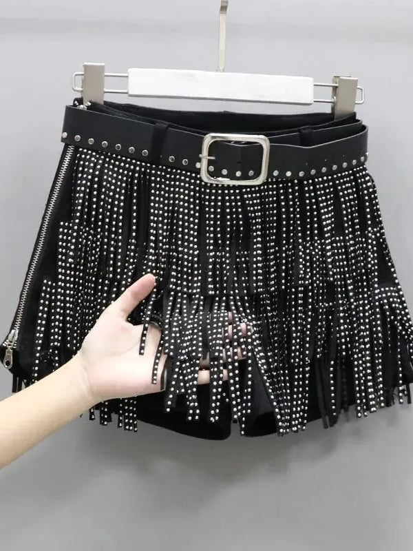 Rhinestone Tassel Skirt