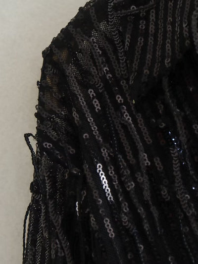 Tassel Mesh Sequins Shirt & Pants Coord Set