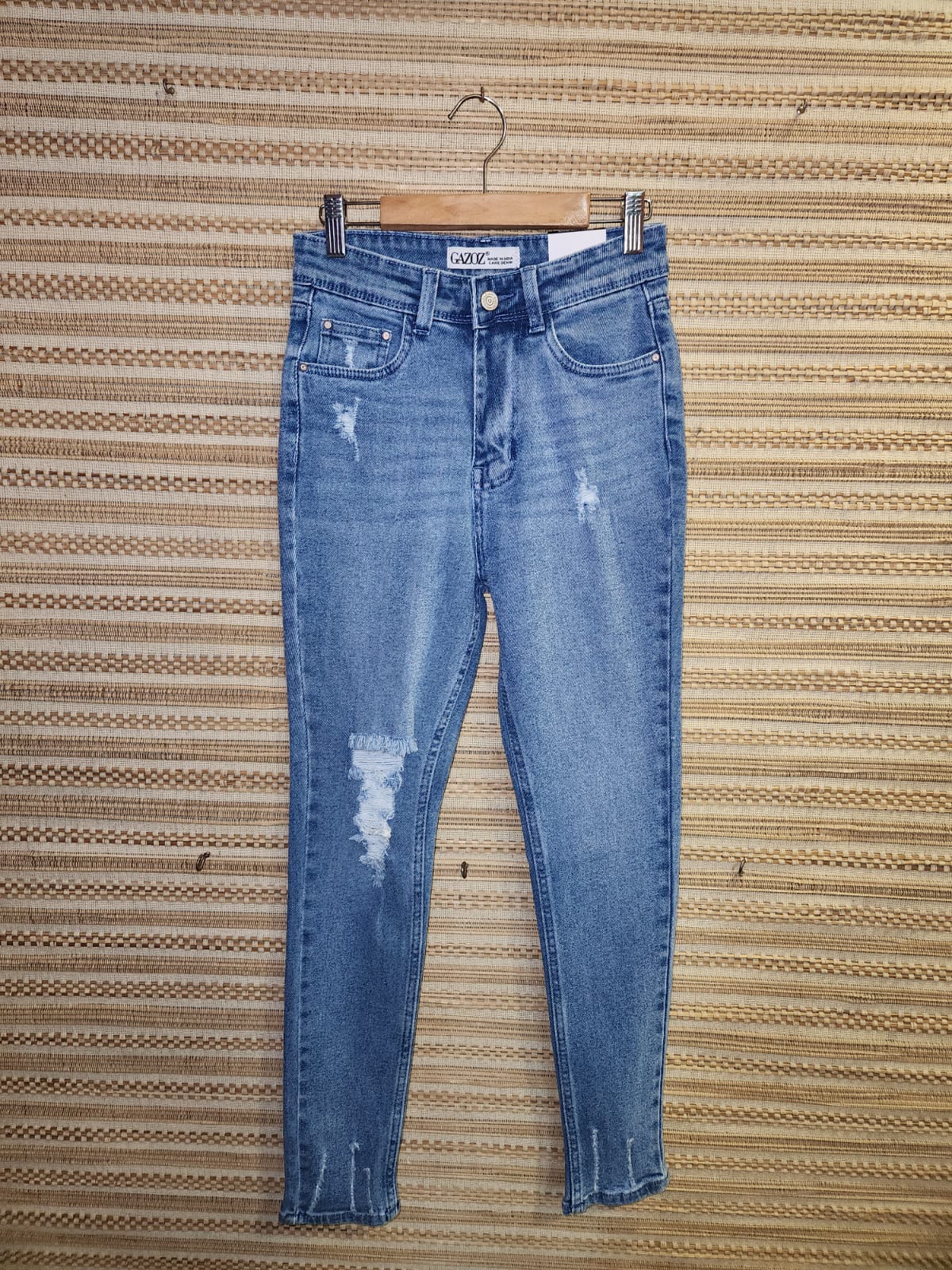 Blue High Waist Narrow Fit Denim Pants