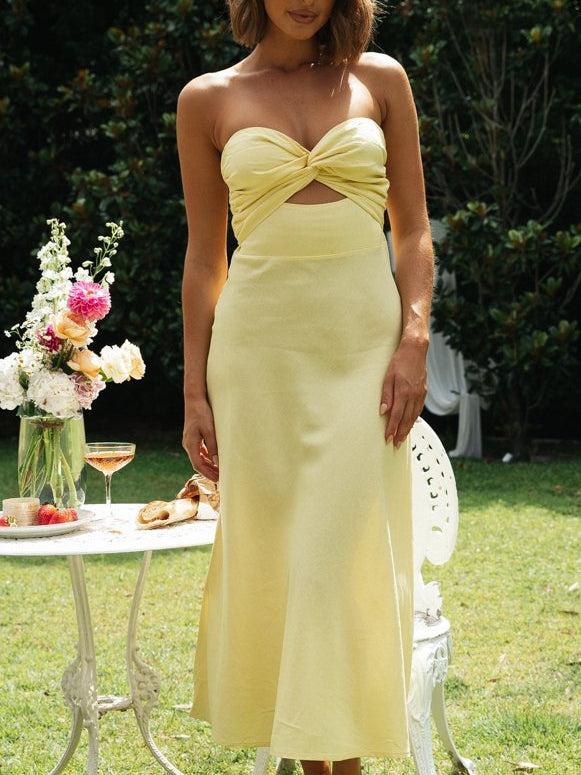 Tube Top Smocking Maxi Dress