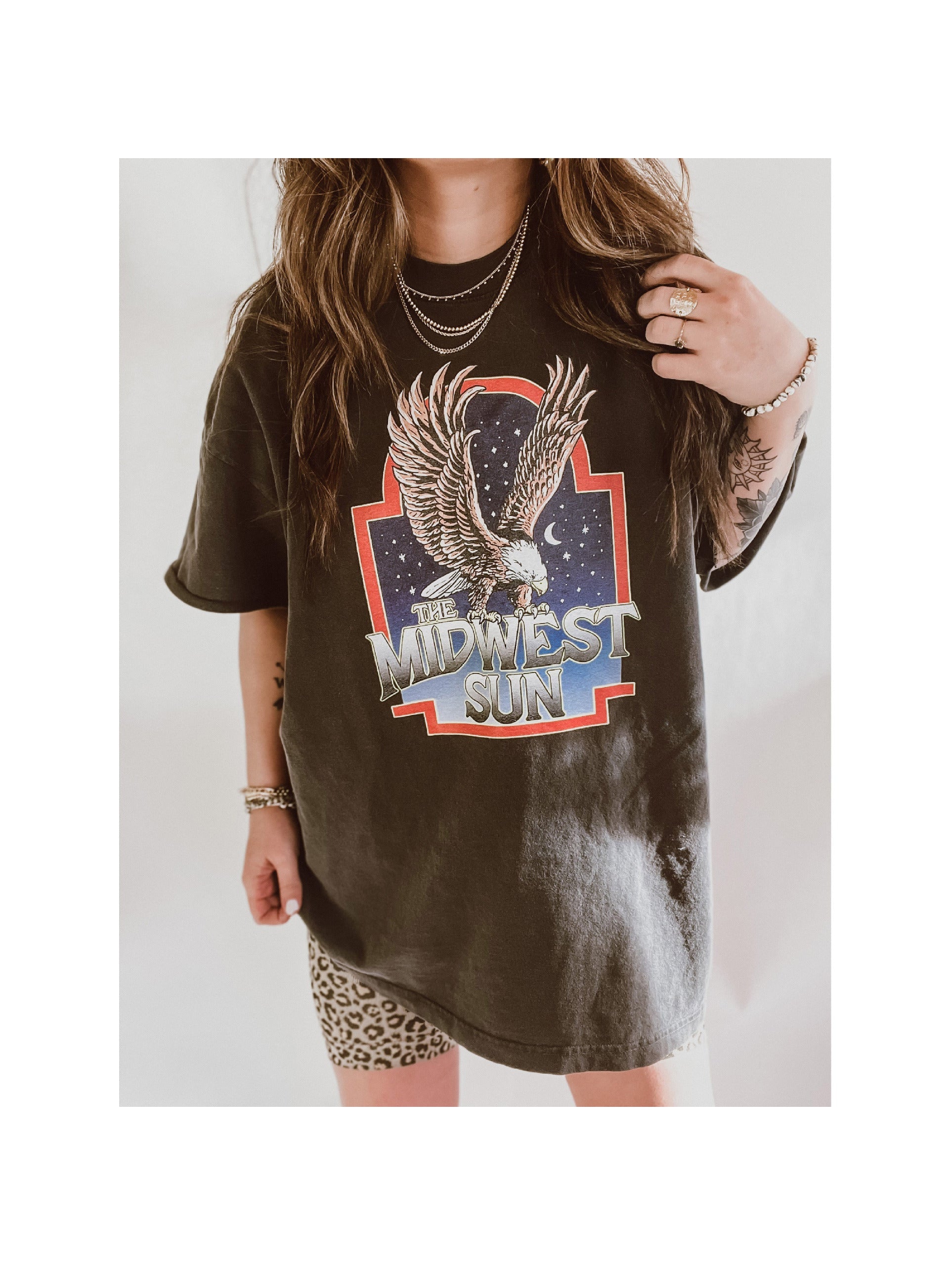 Free Bird Print T Shirt Dress