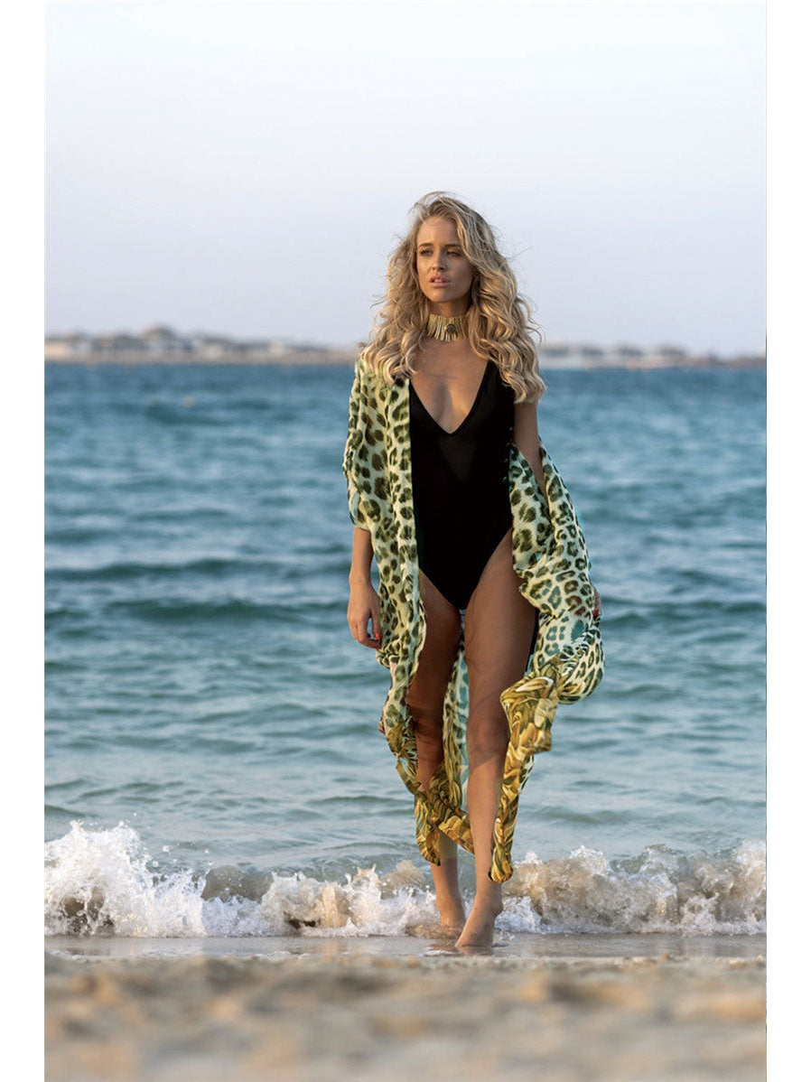 Summer Printed Boho Chiffon Beach Kimono Cardigan Cover Up