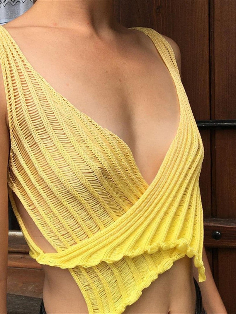 Hollow Out Camisole Sweater Vest