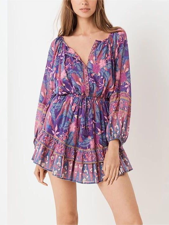 Rayon Tassel Elastic Waist Dress