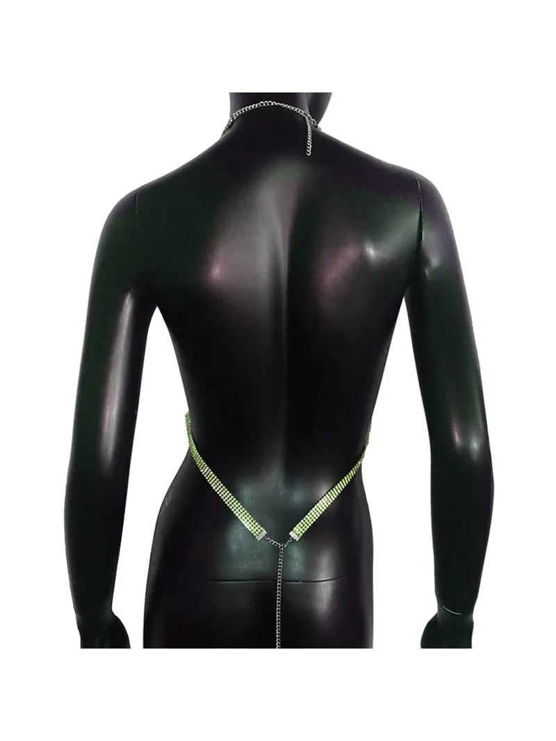 Halterneck Rhinestone Backless Top