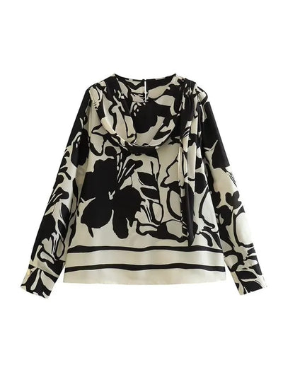 Black Floral Print Top & Skirts Coord Set