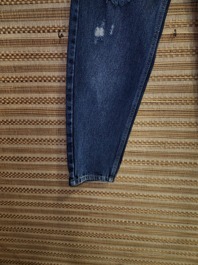 Blue Belted High Waist Denim Pants