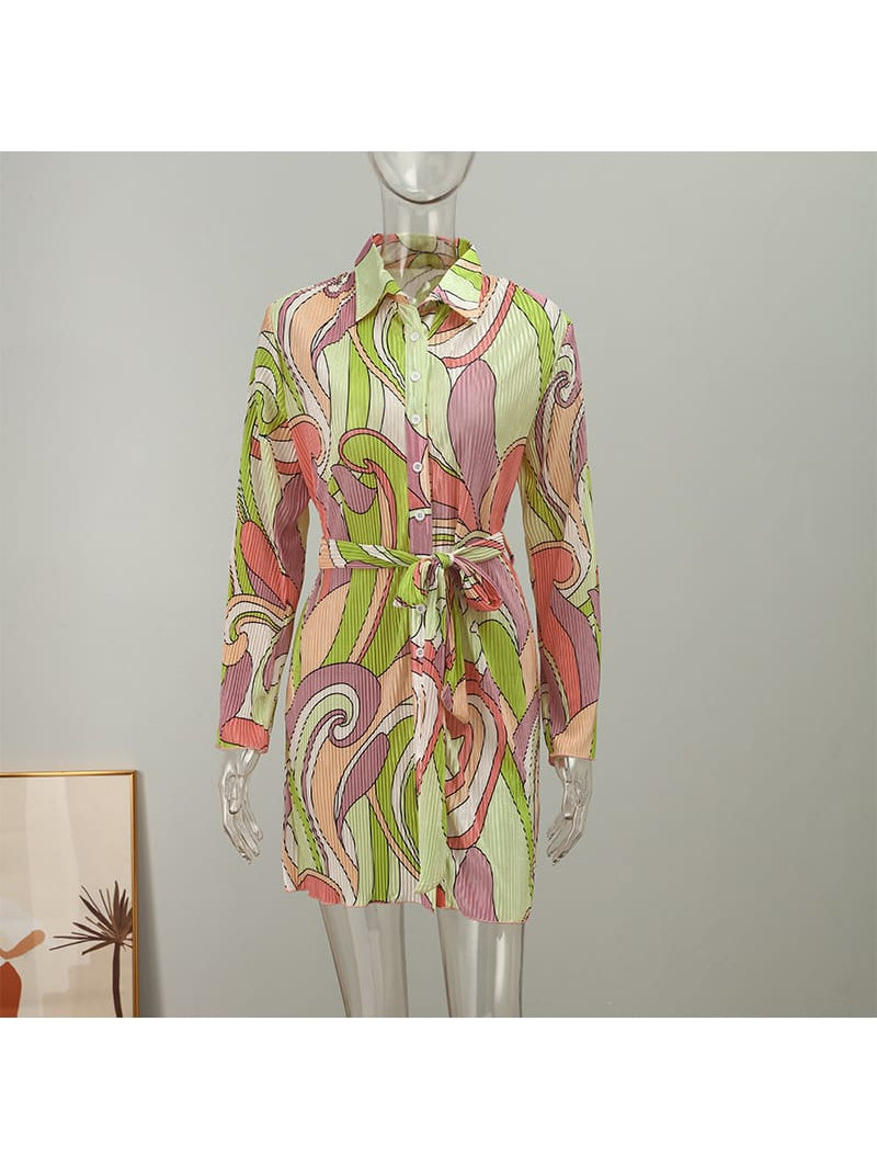 Floral Print Pleated Dress