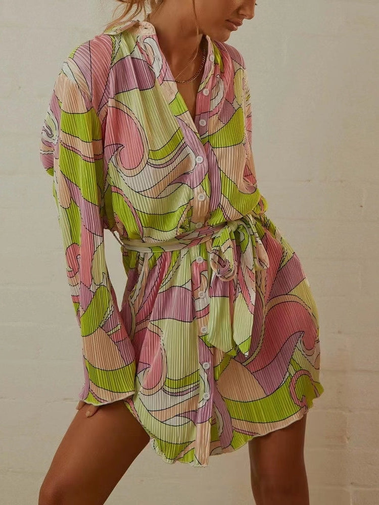 Floral Print Pleated Dress