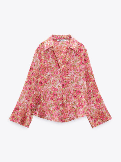 Floral Print Satin Shirt