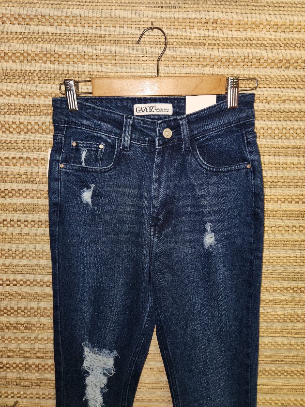 Blue High Waist Narrow Fit Denim Pants