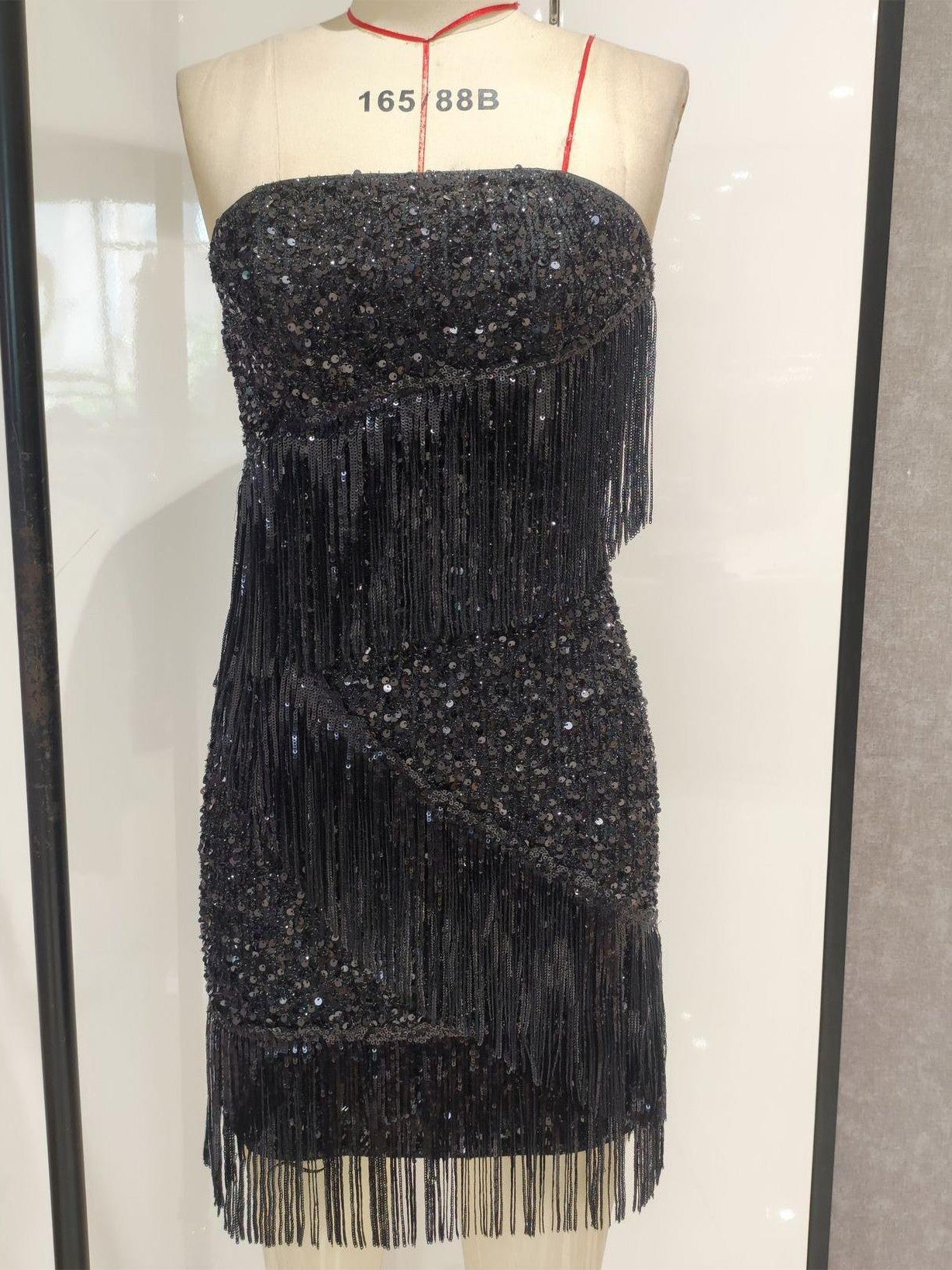 Sequin Stitching Tassel Slim Fit Bandeau Dress