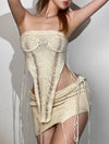 Bandeau Knitted Top & High Waist Sheath Skirt Coord Set