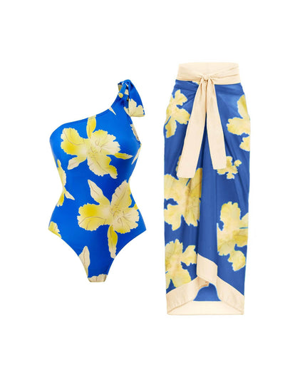 Floral Print Bikini Set with Skirt