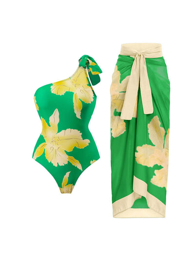 Floral Print Bikini Set with Skirt