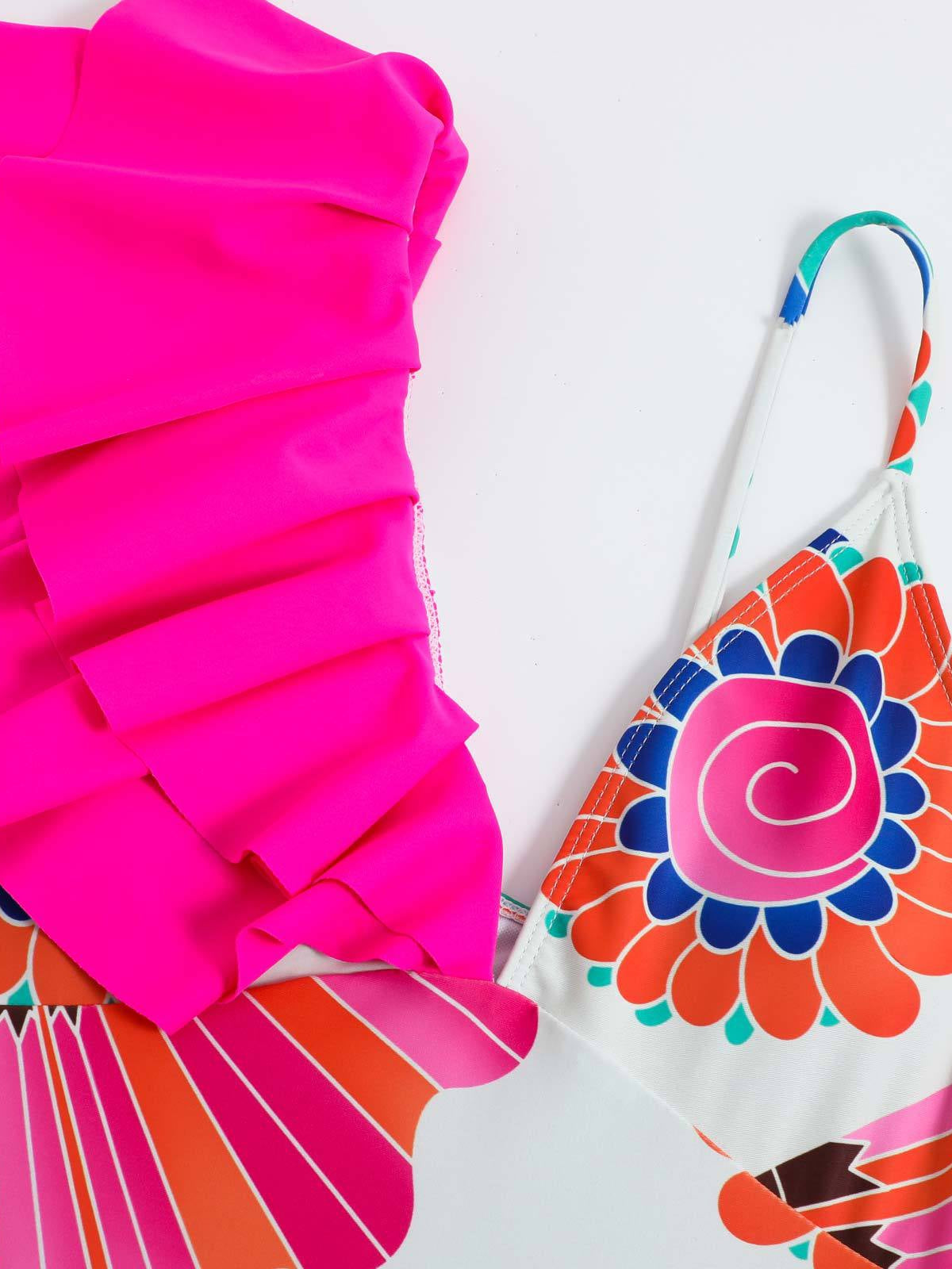 Floral Print Bikini Set with Skirt