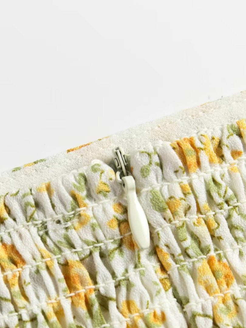 Square Collar Printed Summer Dress