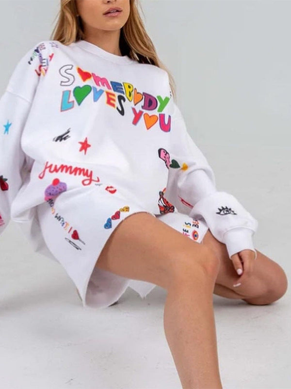 Oversized Graphic Print Loose Pullover Sweatshirt
