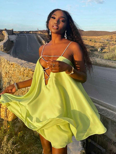 Hollow-out Camisole Chain Design Dress