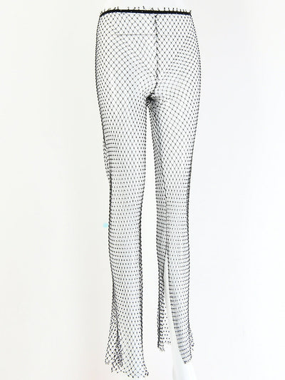 Rhinestone Diamond Studded Slit Pants