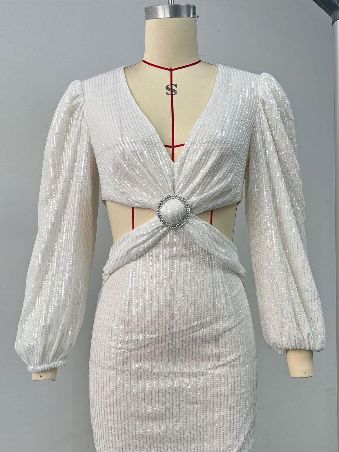 Sequins Hollow Out Cutout out Beaded Dress