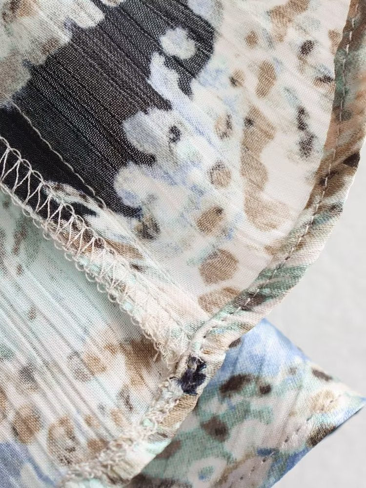 Ruffle Paisley Print A Line Mini Dress