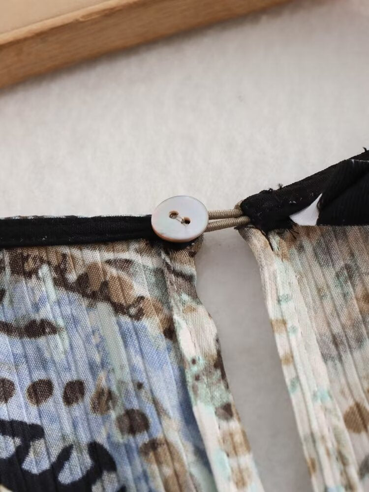 Ruffle Paisley Print A Line Mini Dress