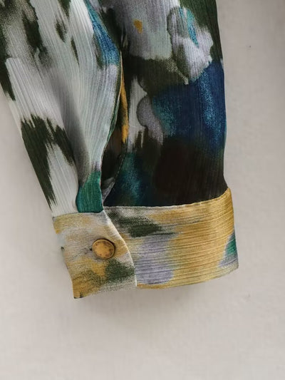 Tie Dye Belt Print Multicolor Dress
