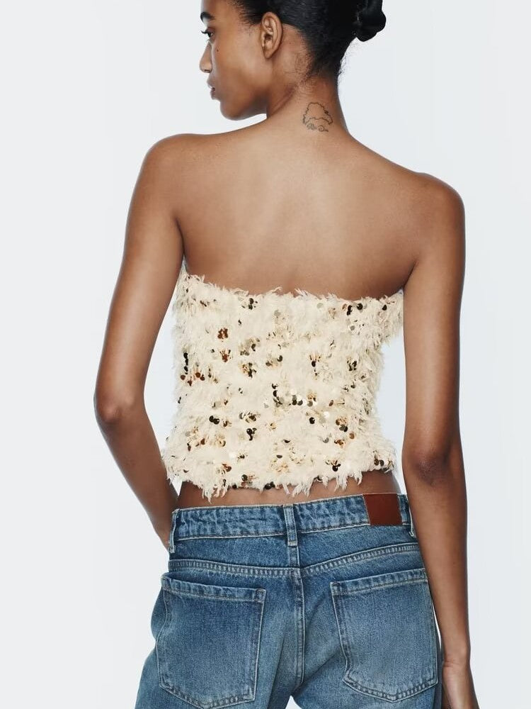 Bandeau Glitter Tube Top